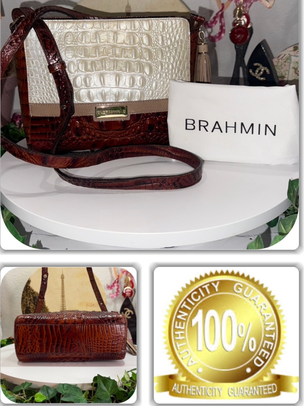 RECHERCHE BRAHMIN EMBOSSED CROC CROSSBODY/HANDBAG!